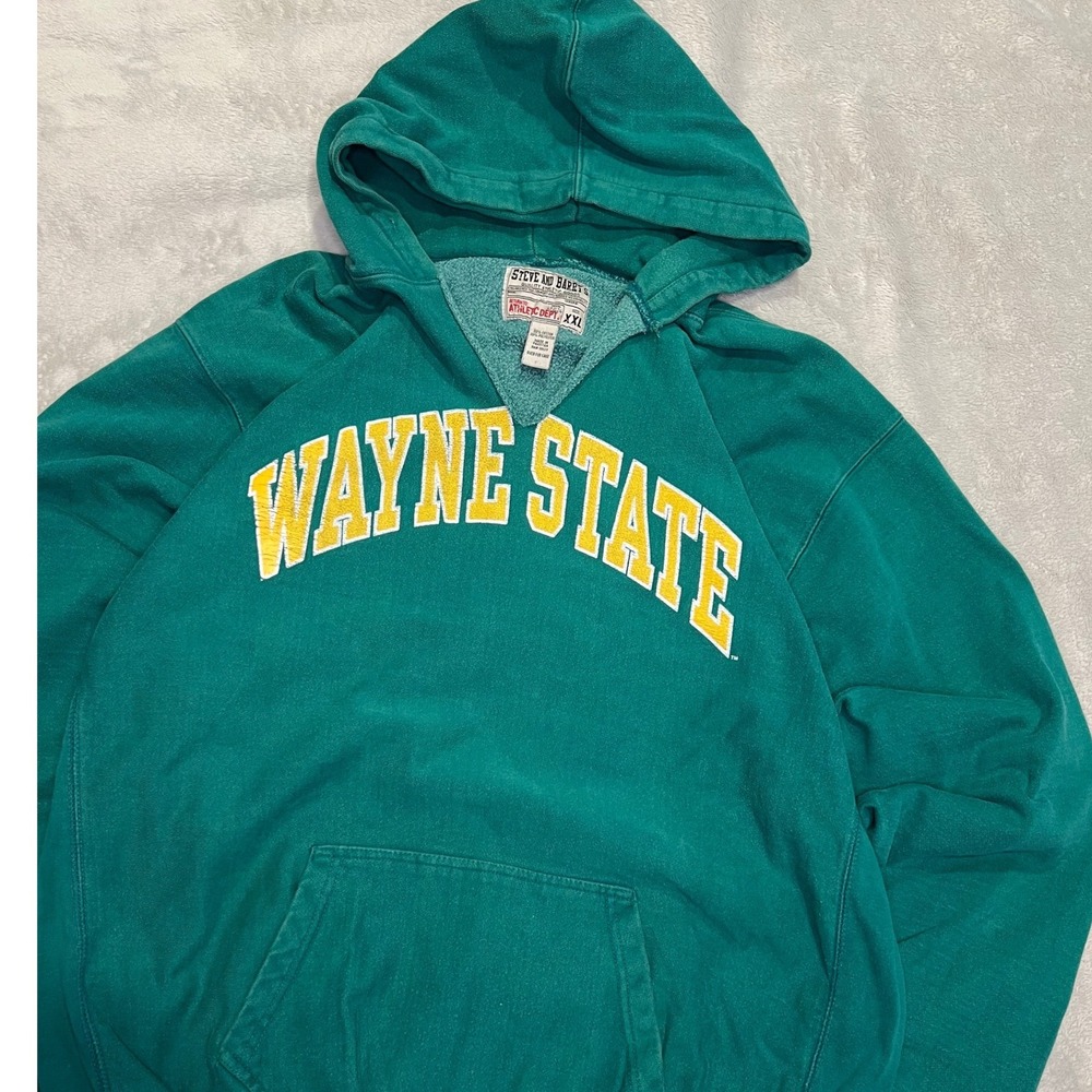 Steve and Barrys Wayne State University Hoodie Graphic Pullover Green XXL